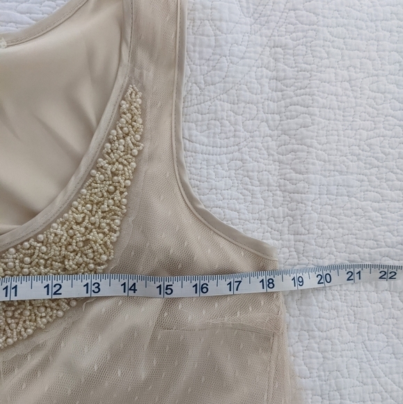 CREAM Slip Dress with Mesh and Lace Overlay M Coquette Lingerie Style - Picture 10 of 12